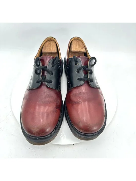 Dr. Martens Men Size UK 10 US 11 Red Maroon Black Leather Brogue Oxford Shoes - Picture 1 of 10